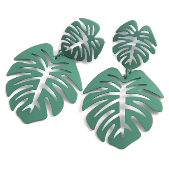 Free People Jewelry - XL Nature Monstera Leaf Earrings